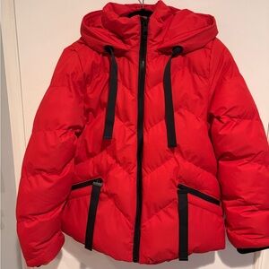 Saint & sinner puffer coat hooded jacket in red